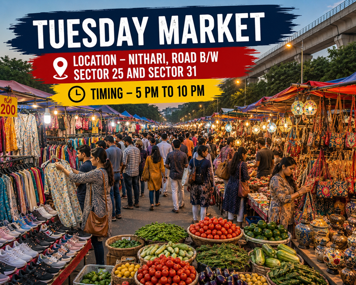 Tuesday weekly market in Noida